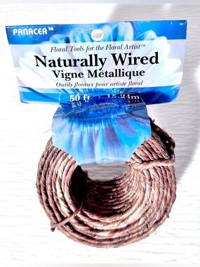 Panacea Naturally Wrapped Wired Vine Covered Craft Rope - Brown, 50 ft